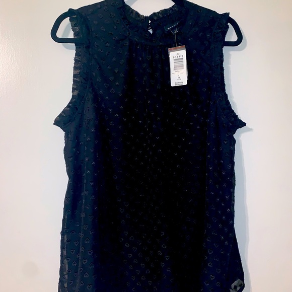 Torrid Size 2 Black Mock Neck w/ Hearts - Picture 1 of 3